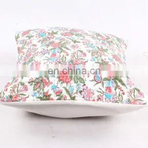 Hand Stitched Handmade Indian White Pine Apple Floral Design Cushion Cover Decorative Pillow Cover Handmade Kantha Cushion Cover thumbnail-3