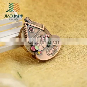 Antique Color Cute Cartoon House Shape Medals for Children With Ribbon thumbnail-1