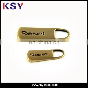 Gold Brush Custom Brand Logo Metal Garments Zipper Puller thumbnail-1
