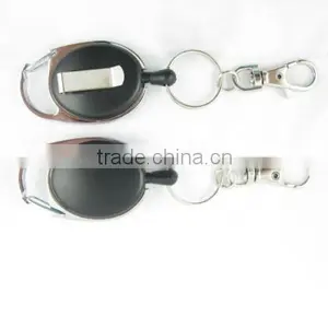 Heavy Duty Retractable Key Reel-Recoil Cord Key Ring Pull Chain Belt Clip OVAL thumbnail-1