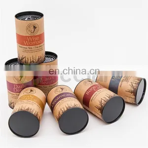 Custom Printing Brown Kraft Paper Cylinder Box for Packaging thumbnail-1
