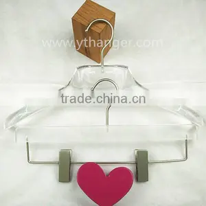 CY-431 Clothing Brands Logos for Acrylic Plastic Hanger With Stainless Steel Clothes Pegs thumbnail-1