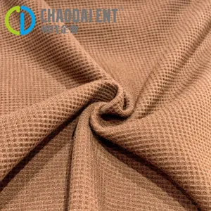 Thickened Dyed Recycled Polyester Knitted Stretchy 30S+30D Waffle Fabric for Hoodie Jacket thumbnail-1