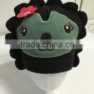 High Quality Custom Cute Animal Acrylic Knitted Winter Hat Beanie for Baby and Kid thumbnail-2