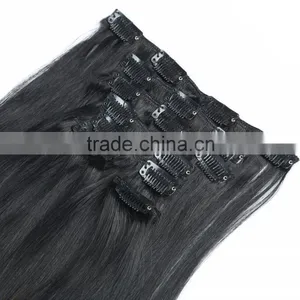 Unprocessed Indian Natural Black Clip in Hair Extensions Supplier's Choice thumbnail-1