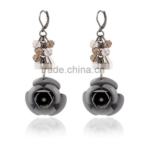 2016 Latest Design Wholesale Price Women Elegant Enamel Flower Drop Earring thumbnail-5