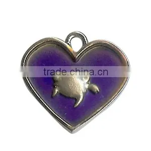 Sea Turtle Silver Sticker Pattern Heart Plated Mood Charm Jewelry Novelty Turtle Color Change Pendant thumbnail-1