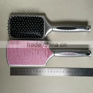 Women's Handcrafted Bling Bling Rhinestones Massaging Paddle Hair Brush Silver/Rose Red Custom Logo thumbnail-3