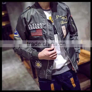 2016 Fashion Large Size Srping MA1 Air Force Pilot Coat Bomber Jacket With Retro Embroidery thumbnail-2