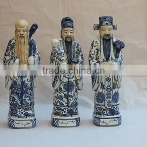 Chinese Antique Porcelain Blue and White Three Lucky Men Statue Quality Choice thumbnail-1