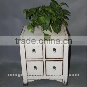 Chinese Antique Furniture Pine Wood Four Drawer Black & White Cabinet thumbnail-1