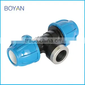 Plastic Pipe Fitting PP Compression Female Tee With Ring thumbnail-1