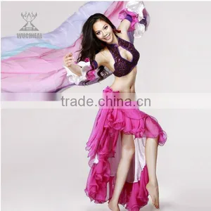 Belly Dance Silk Veil for Performance With Three Colors Switched thumbnail-1