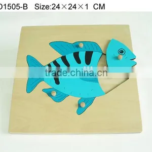Hot Selling Kids Educational Mould Wooden Toys Fish Puzzle thumbnail-1