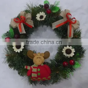 16 Inch Holiday Decoration Green PVC X-mas Wreath thumbnail-1