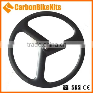 CBK T700 Lightweight Carbon Fiber 700C Road Track 3 Spoke Bicycle Wheel thumbnail-1