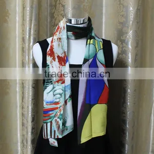 in Stock Long Custom Printed 100%silk Scarves thumbnail-3