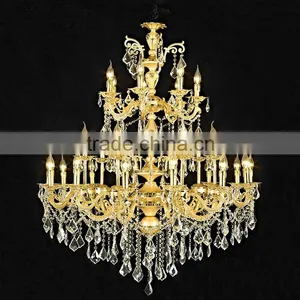 Antique Gold Wrought Iron Candle Chandelier Crystals Lighting thumbnail-1