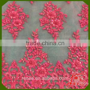 Famous Textile Supplier 100% Polyester Sequined Embroidery Fabric thumbnail-3