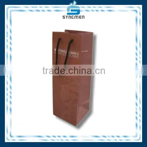 Wine Bottle Paper Bag, Brown Kraft Paper Bag, Printed Paper Bag thumbnail-1