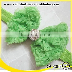 Large Bow Knitted Diamond Flower Baby Hair Bow Headband thumbnail-3