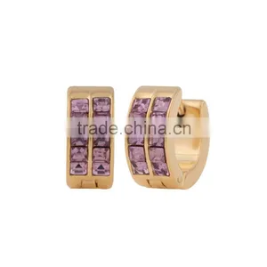 Wholesale Beautiful Stainless Steel Crystal Hoop Earring thumbnail-4