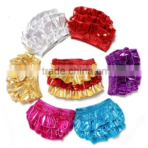 Latest Solid Metalic Colors Baby Ruffle Bloomers Wholesale thumbnail-6