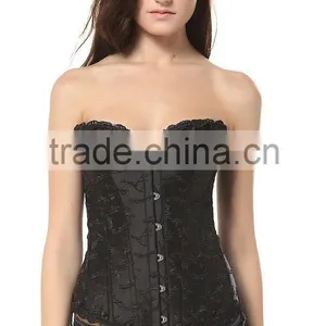 Sexy Lace Ruffled Brocade Floral Steampunk Corset Overbust Steel Boned Corset thumbnail-3