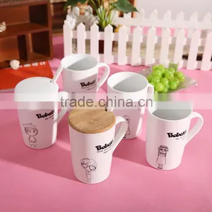 12 oz Plain White Ceramic Mug With Lid thumbnail-1