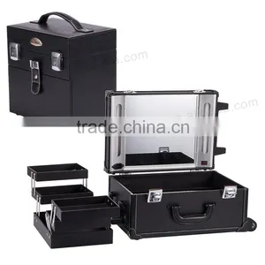 Pro Trolley Pvc Makeup Case With Light Mirror Portable Beach Cosmetic Bag For Women(3 Colors) thumbnail-2