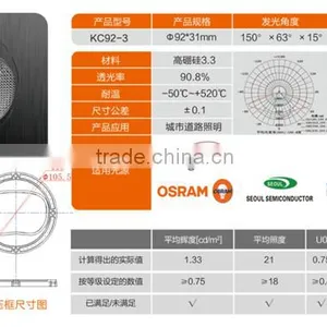 LED Glass Lens for Street Light 92mm KC92-3 thumbnail-5