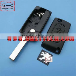 OkeyTech Peugeot 407 3 Remote Key Shell Trunk Button With Groove Blade and Battery Place for Key Cover Peugeot 407 thumbnail-1