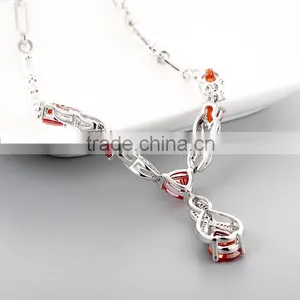 925 Sterling Silver Stone Chain Necklace Jewellery SNP029W thumbnail-5