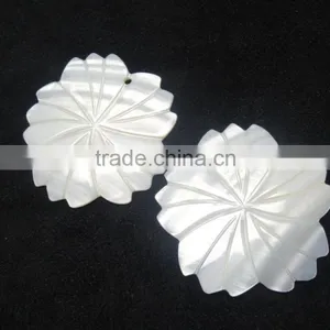 Best Quality New Arrival Mother of Pearl Flower Cut Stone With Beautiful Carving for Pendant and Earring thumbnail-3