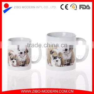 20oz White Stoneware Straight Ceramic Mug With Animal Decal Design thumbnail-1