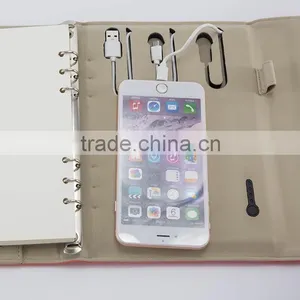 Shenzhen Wholesale Christmas Gift Items PU Notebook With Power Bank thumbnail-4