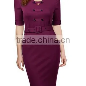 Women's Vintage V Neck Short Sleeve Slimming Business Bodycon Pencil Dress thumbnail-1