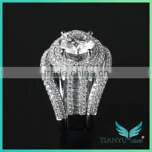 925 Sterling Sliver Lady's Engagement Ring Moissanite Diamond Wedding Ring thumbnail-1