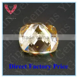 Golden Yellow Cushion Cut CZ /Man-made 10x10mm CZ for Fashion Jewelry thumbnail-3