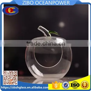Clear Green Leaf Apple Shape Glass Vase Micro Glass Landscape Bottle thumbnail-1