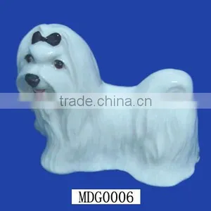 Hand Made Vintage Ceramic Dog Figurine White Maltese thumbnail-1