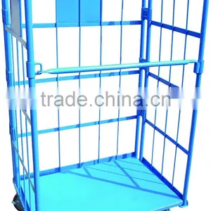 4 Sides Steel Cargo Storage Cage Roll Containers With Wheels thumbnail-1