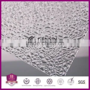 2.5mm Clear Embossed Polycarbonate Plate/ Fireproof Indoor Decoration Polycarbonate Sheet thumbnail-1