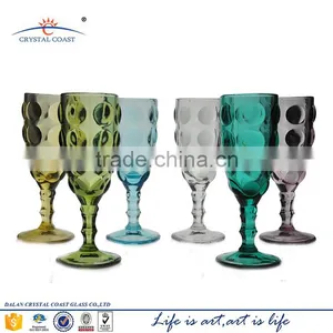 Green Blue Set 6 Bubble Style Vintage Fine Glass Elegant Stemware for Champagne or Cocktail thumbnail-1