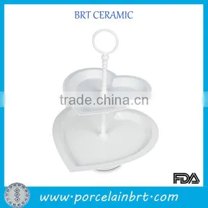 Heart-shaped 2 Tier White Wedding Cake Stand thumbnail-1