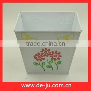 White Square Metal Outdoor Oval Planter Flower Pots thumbnail-1