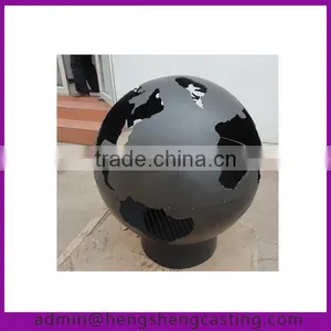 Large Spherical Outdoor Decorated Steel Firepit Sphere thumbnail-3