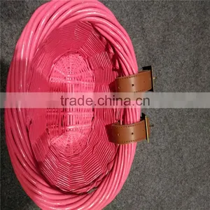 Cheap Round Pink Wicker Bike Basket thumbnail-5