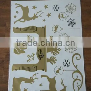 Foil Sleigh and Reindeer Vinyl Christmas Peel and Stick Instant Holiday Wall Sticker Decals thumbnail-1