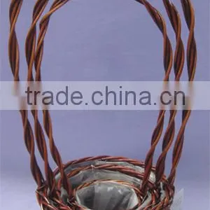 Round Willow Flower Basket With Liners thumbnail-1